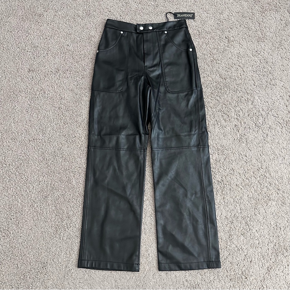 Anthropologie Blanknyc The Baxter Ribcage Straight Faux Leather Pants Womens 26
